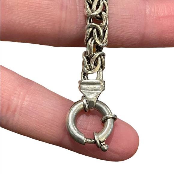 Sterling silver 925 Byzantine chainmail womens thick bracelet - Picture 5 of 13